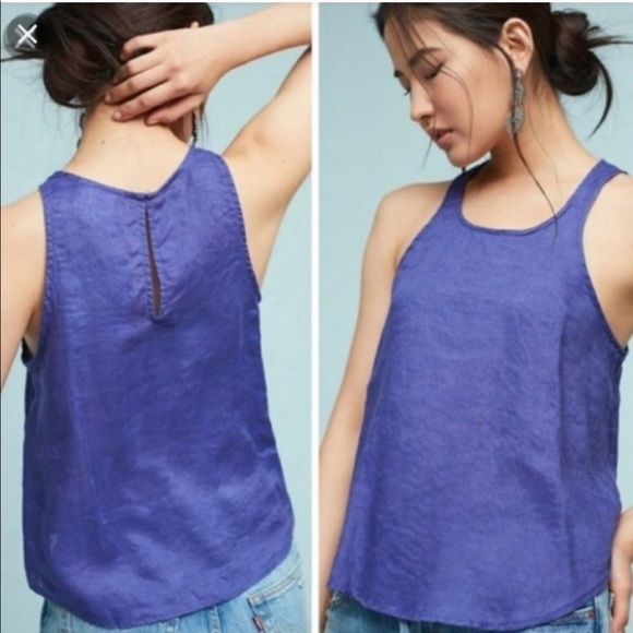 SOLD✨ANTHROPOLOGIE MAEVE Joya 100% Linen Swing Tank Top - Picture 1 of 5